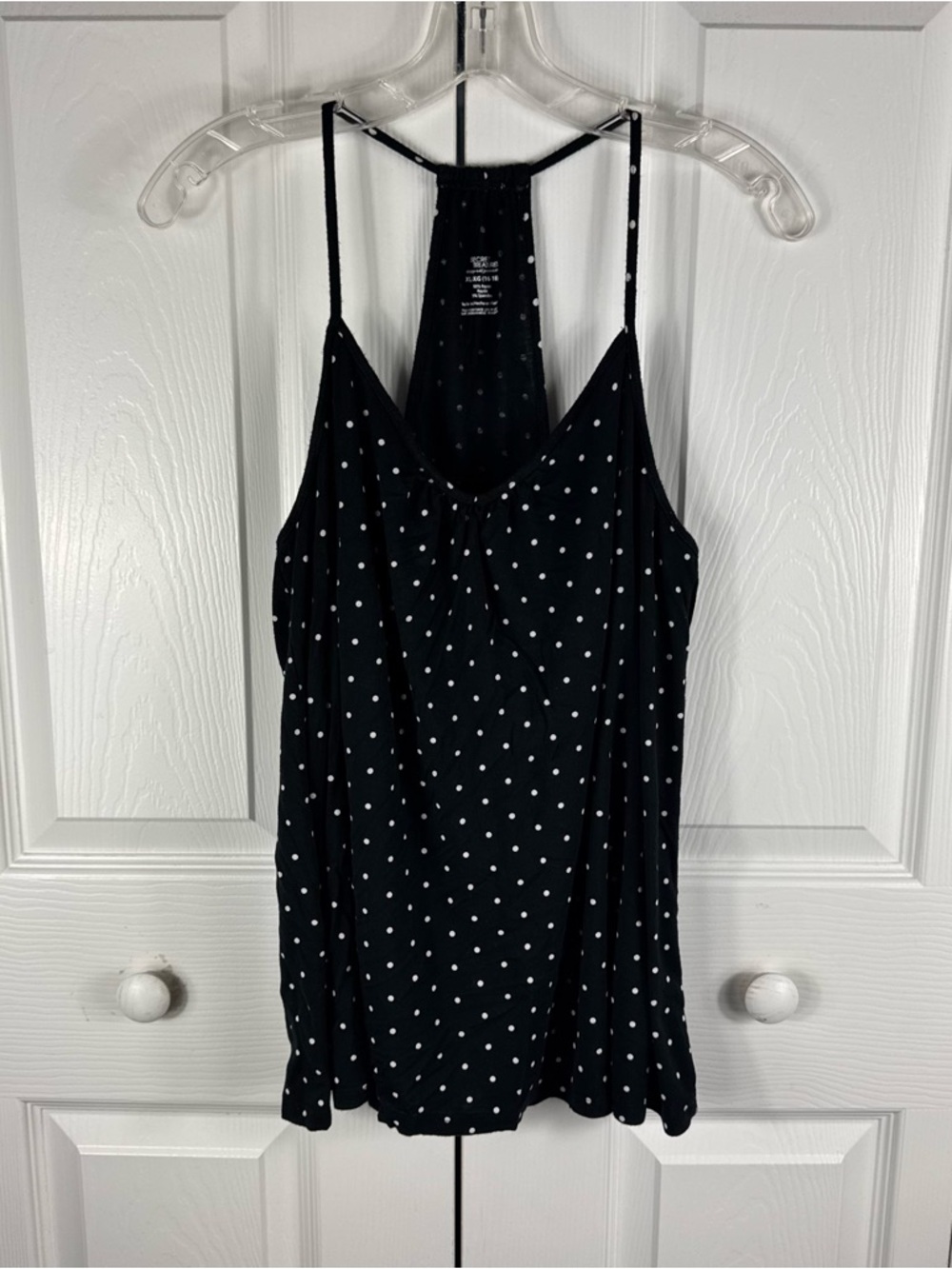 Secret Treasures Women's Spaghetti Strap Sleep Top Polka Dots Black White XL
